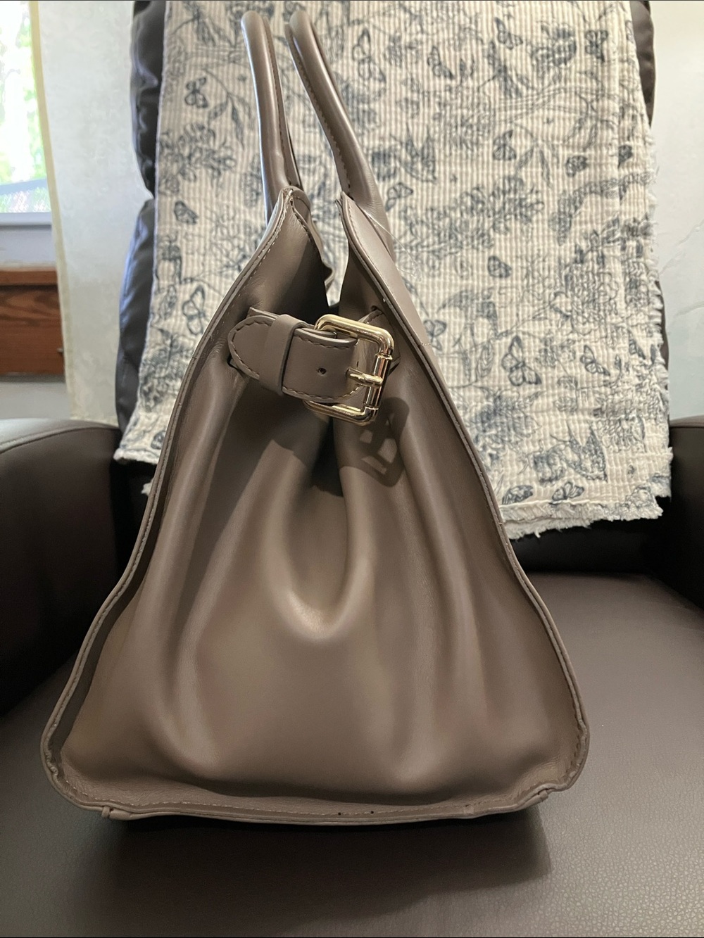 Anna Paola Beige Leather Satchel with Top Handles Rita - Picture 4 of 16